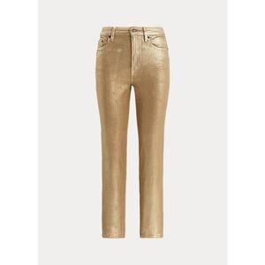 🔥💥LAUREN RALPH LAUREN - GOLD METALLIC HIGH RISE STRAIGHT LEG JEANS - NWT